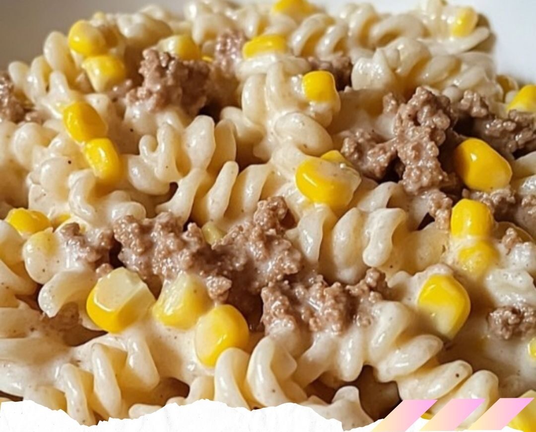 Loaded Cheddar Ranch Beef and Sweet Corn Rotini Bake - The Recipe Palette