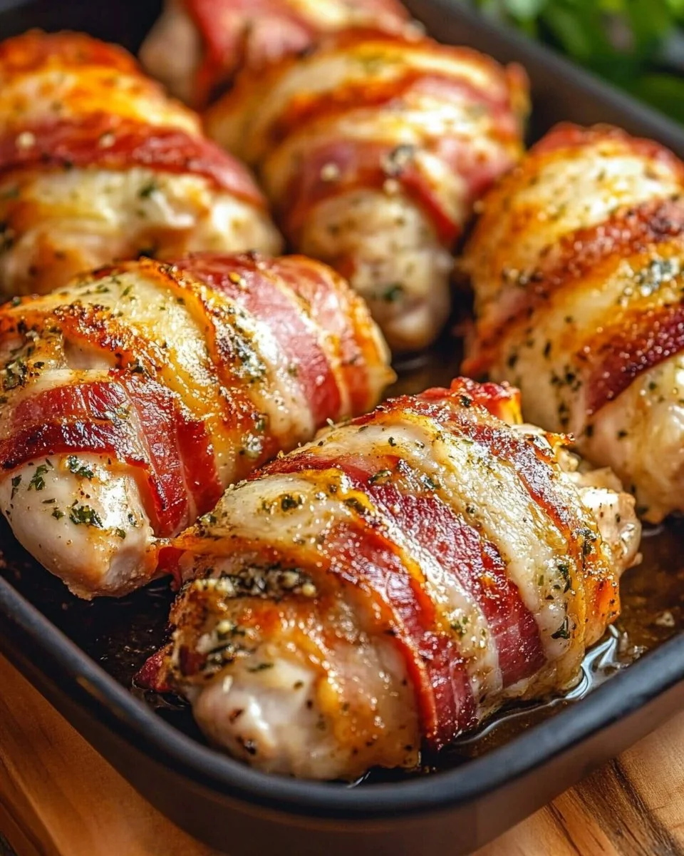 Bacon Wrapped Garlic Parmesan Chicken
