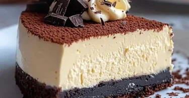 Delicious Baileys Irish Cream cheesecake with a rich creamy texture