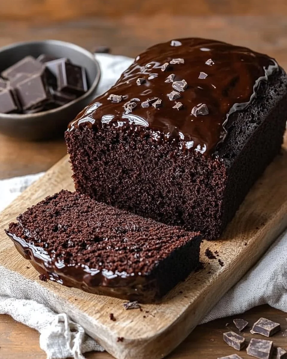 Delicious Black Cocoa Loaf Cake with rich chocolate flavor