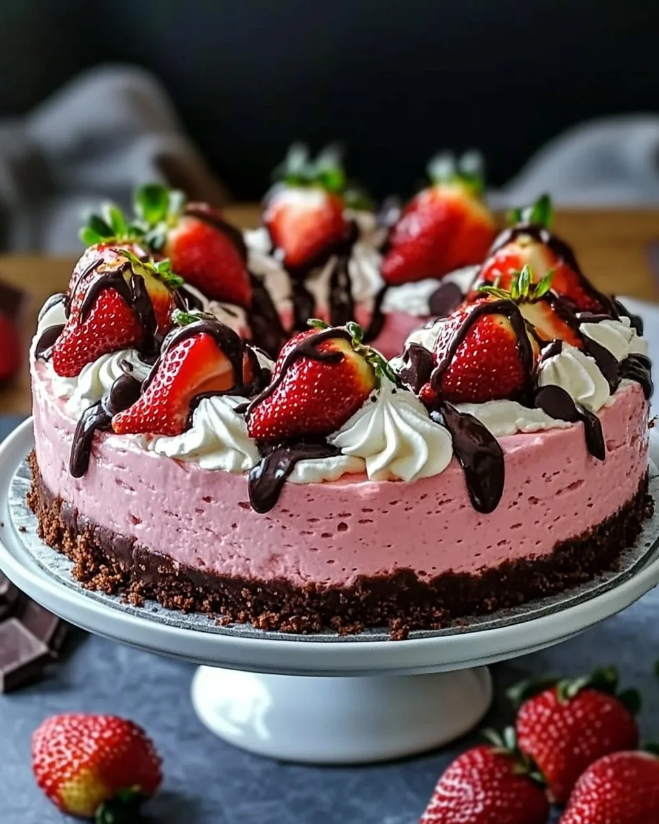 Chocolate Covered Strawberry Cheesecake Layer Cake