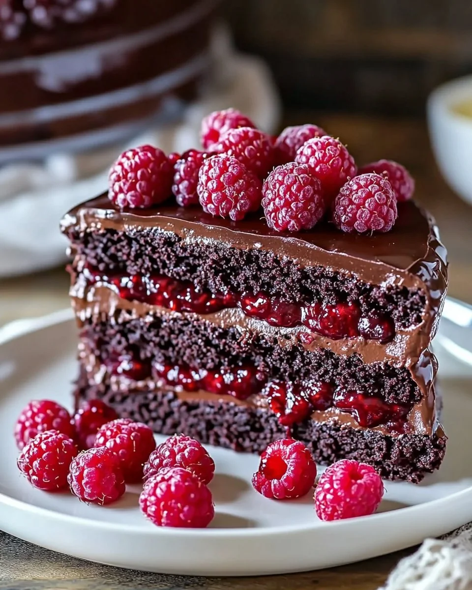 Chocolate Raspberry Truffle Cake