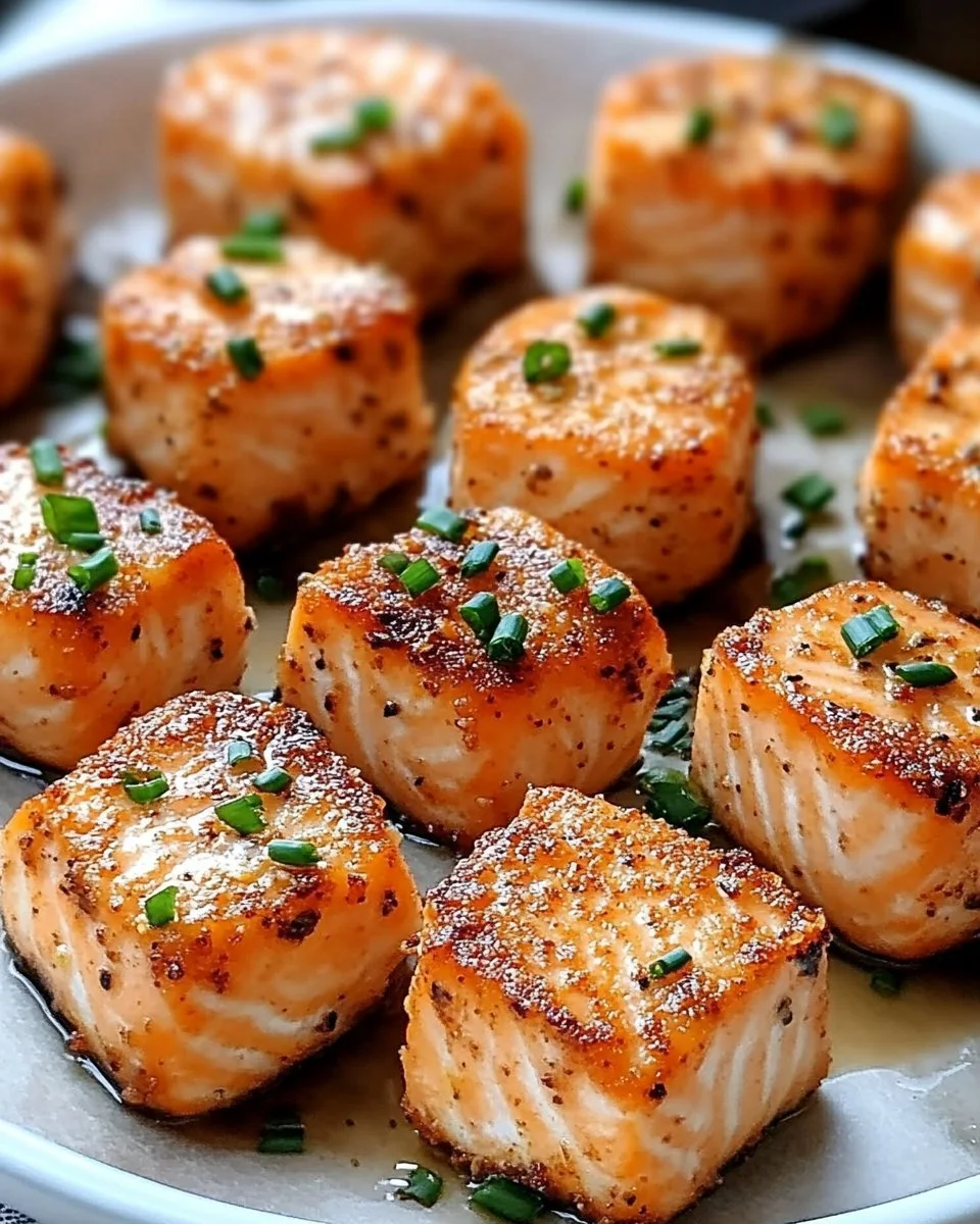 Crispy Bang Bang Salmon Bites served on a plate with dipping sauce