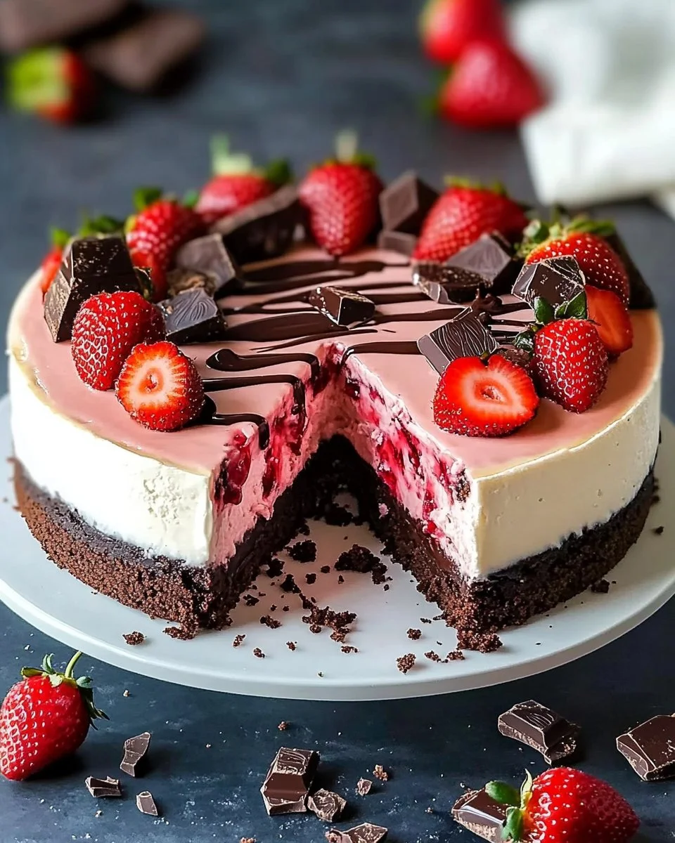 Exquisite Chocolate Covered Strawberry Cheesecake Layer Cake