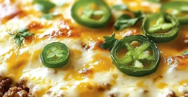 Keto Jalapeño Popper Casserole topped with cheese and jalapeños