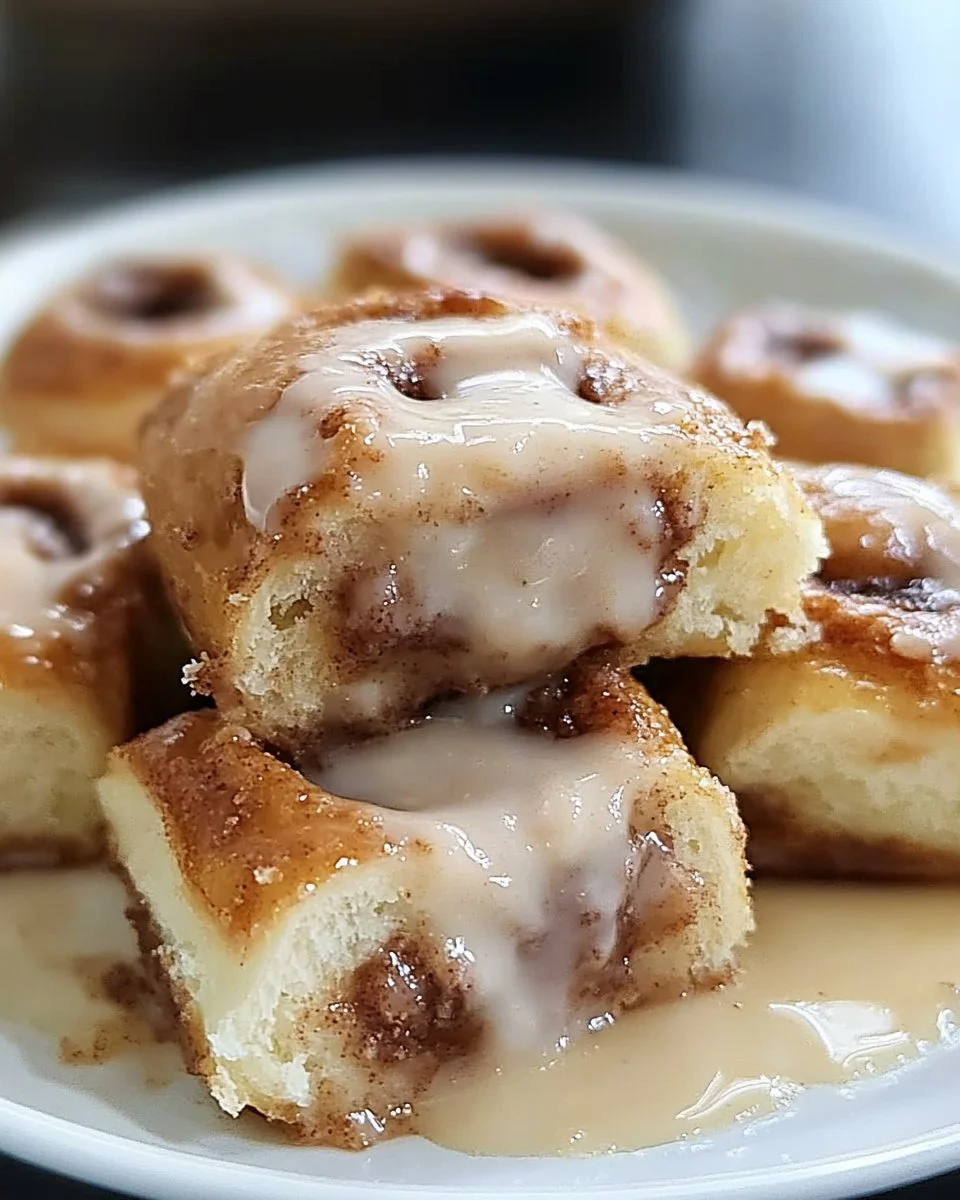 Freshly baked King's Hawaiian cinnamon rolls with icing on top.