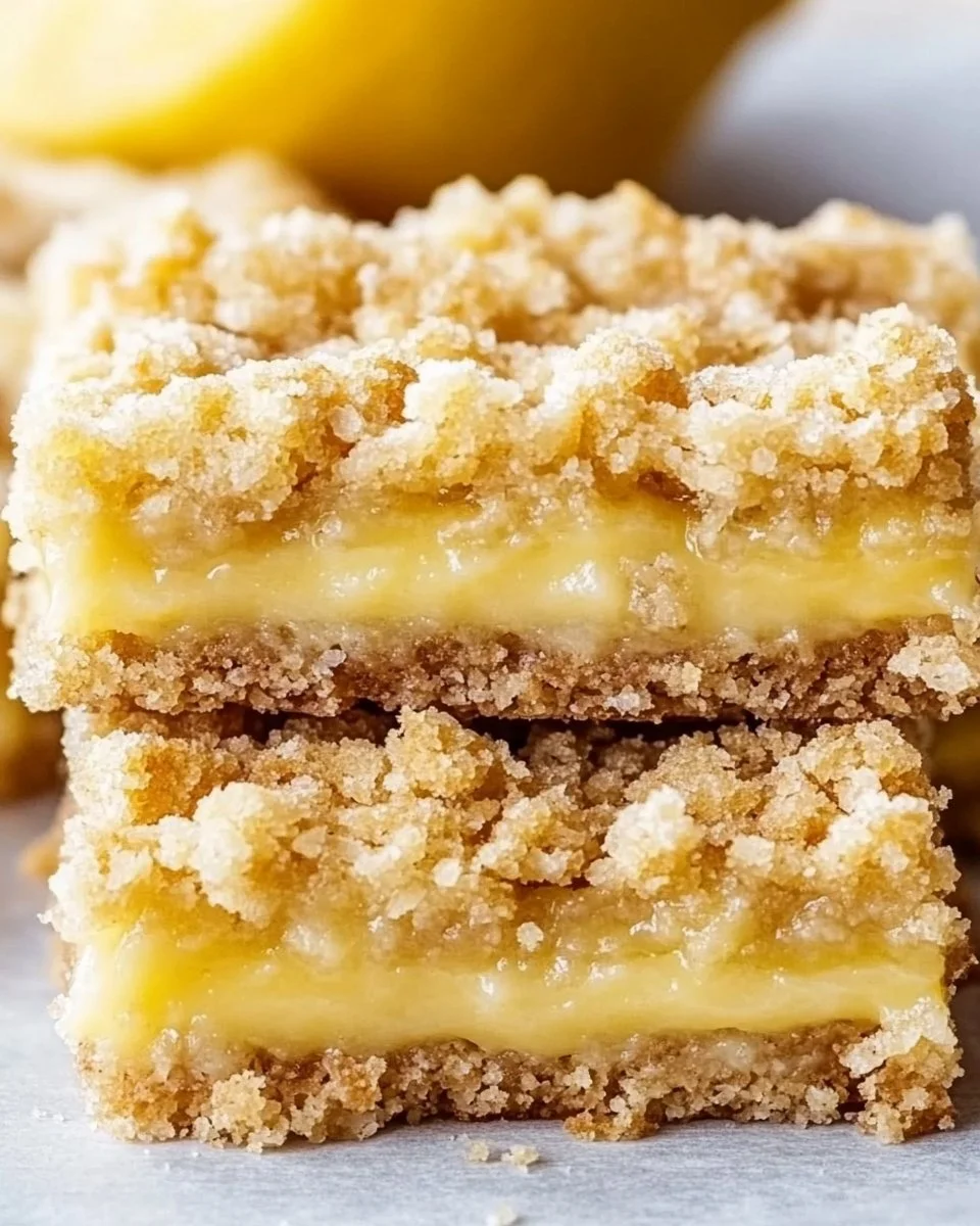 Delicious Lemon Crumb Bars with a buttery crumb topping and tangy lemon filling