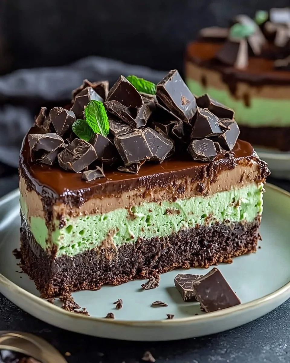 Mint Chocolate Fudge Cheesecake Cake