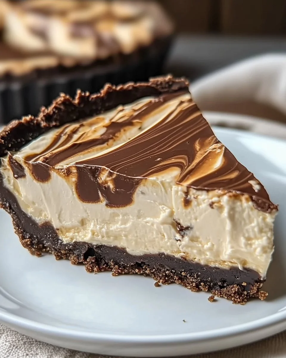 No-Bake Chocolate Peanut Butter Swirl Pie
