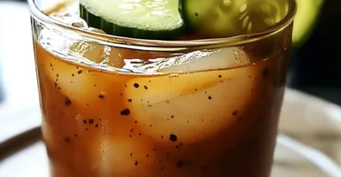 Delicious Pickle Bloody Mary Shot garnished with pickles and spices