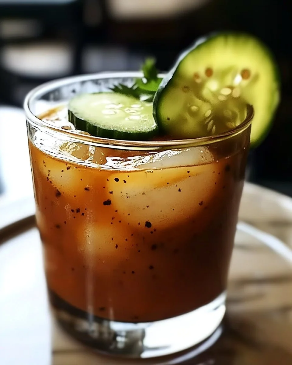 Delicious Pickle Bloody Mary Shot garnished with pickles and spices