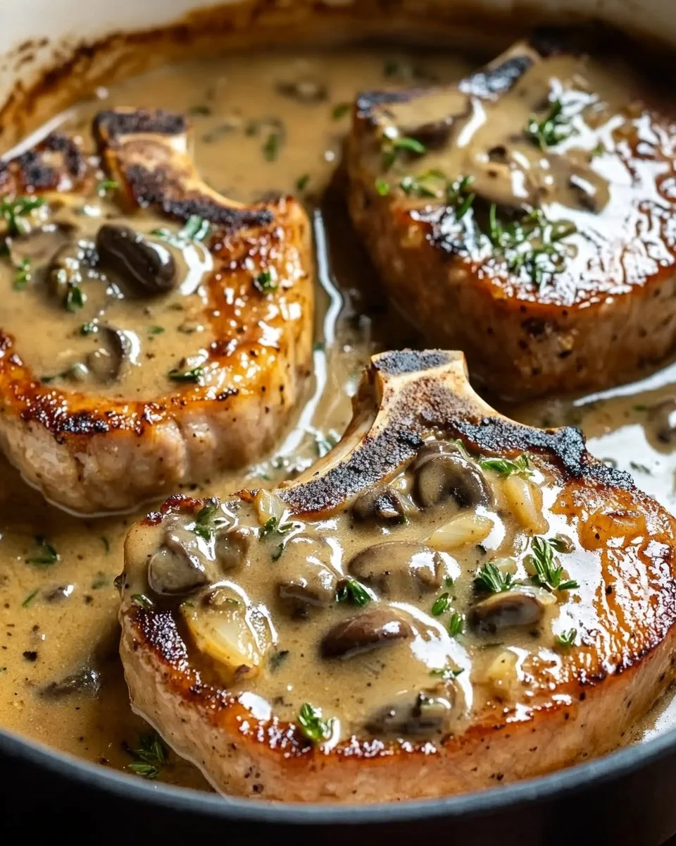 Succulent Pork Chop Supreme served with fresh herbs and spices