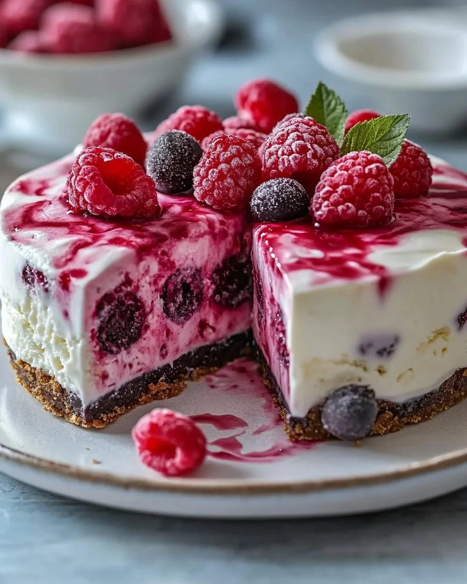 Raspberry Swirl Ice Cream Cake