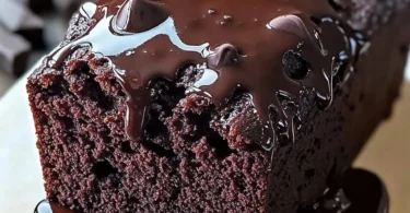 Delicious hot fudge brownie bread topped with rich chocolate fudge sauce