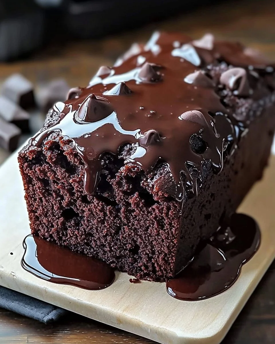 Delicious hot fudge brownie bread topped with rich chocolate fudge sauce