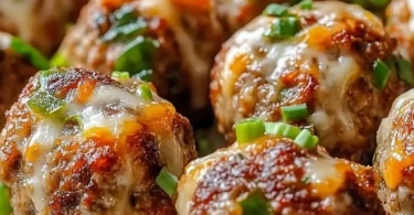 Spicy Jalapeño Popper Stuffed Meatballs on a plate