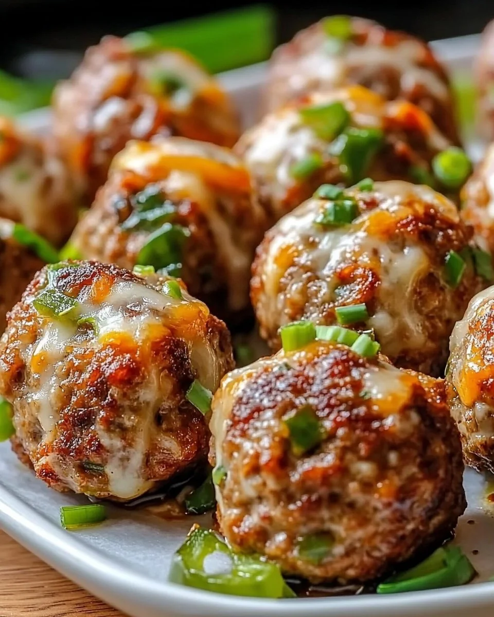 Spicy Jalapeño Popper Stuffed Meatballs on a plate