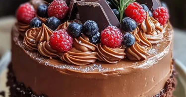 Delicious and decadent Swiss Chocolate Cake topped with rich chocolate ganache.