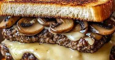 Swiss Mushroom Melt Delight with mushrooms and cheese in a toast