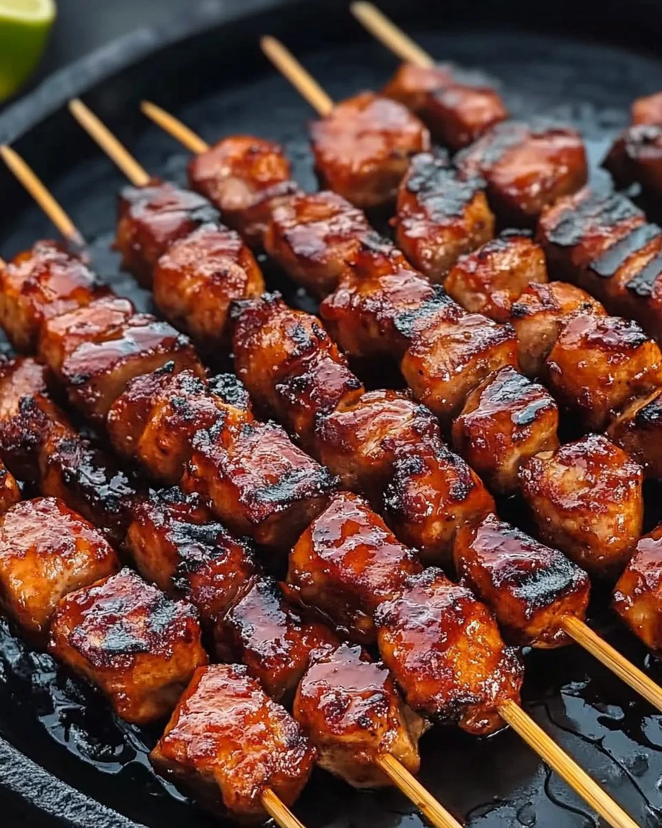 Delicious barbecue skewers grilled to perfection with colorful vegetables and meat.