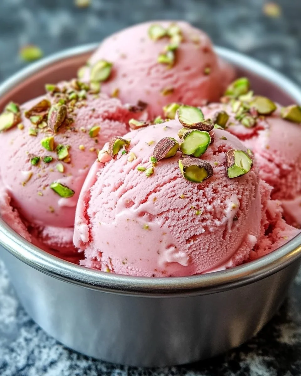 Delicious Watermelon Pistachio Ice Cream in a bowl, garnished with fresh pistachios.