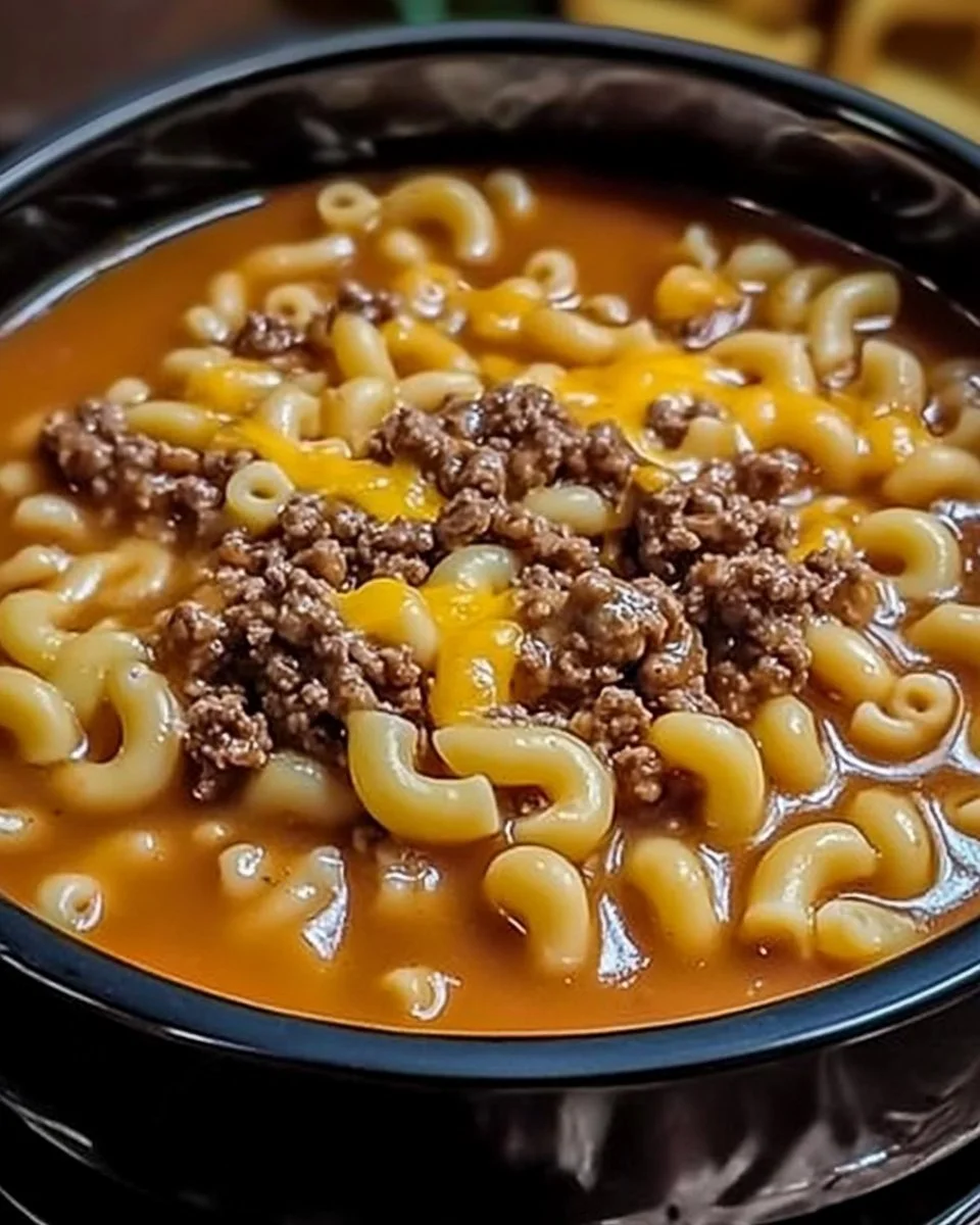 4-Ingredient One-Pot Macaroni Cheeseburger Soup