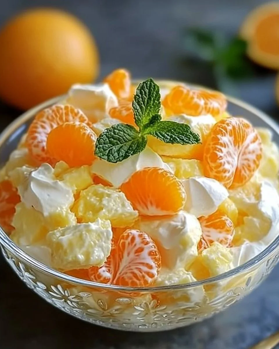 4-Ingredients Mandarin Orange Salad with vibrant mandarin slices and greens.