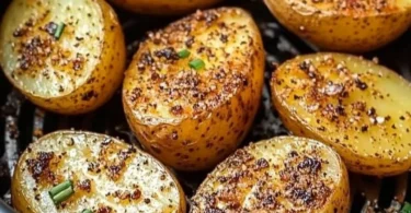 Delicious air fryer baked potatoes with crispy skin and fluffy interior