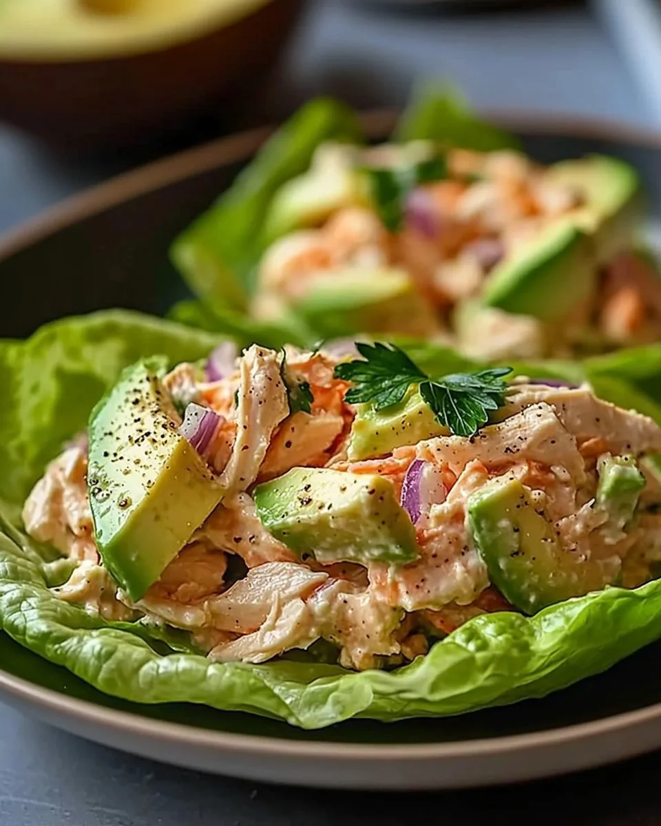 Avocado Chicken Salad Lettuce Wraps