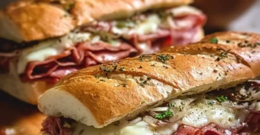 Baked Italian Sub Sandwiches loaded with meats and cheeses