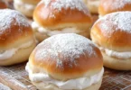 Bakery style cream buns, ultra soft and cloud-like, ready to be enjoyed.