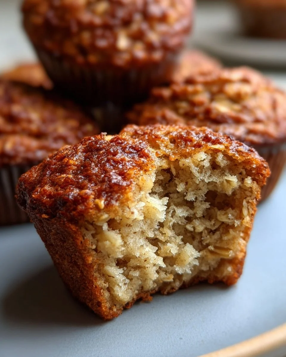 Freshly baked Banana Oat Muffins cooling on a wire rack
