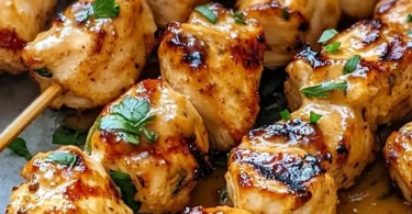 Bang Bang Chicken Skewers on a grill, showcasing a spicy and flavorful dish