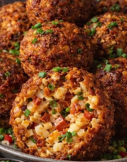 Delicious Bayou Booty Bites served on a rustic wooden platter.
