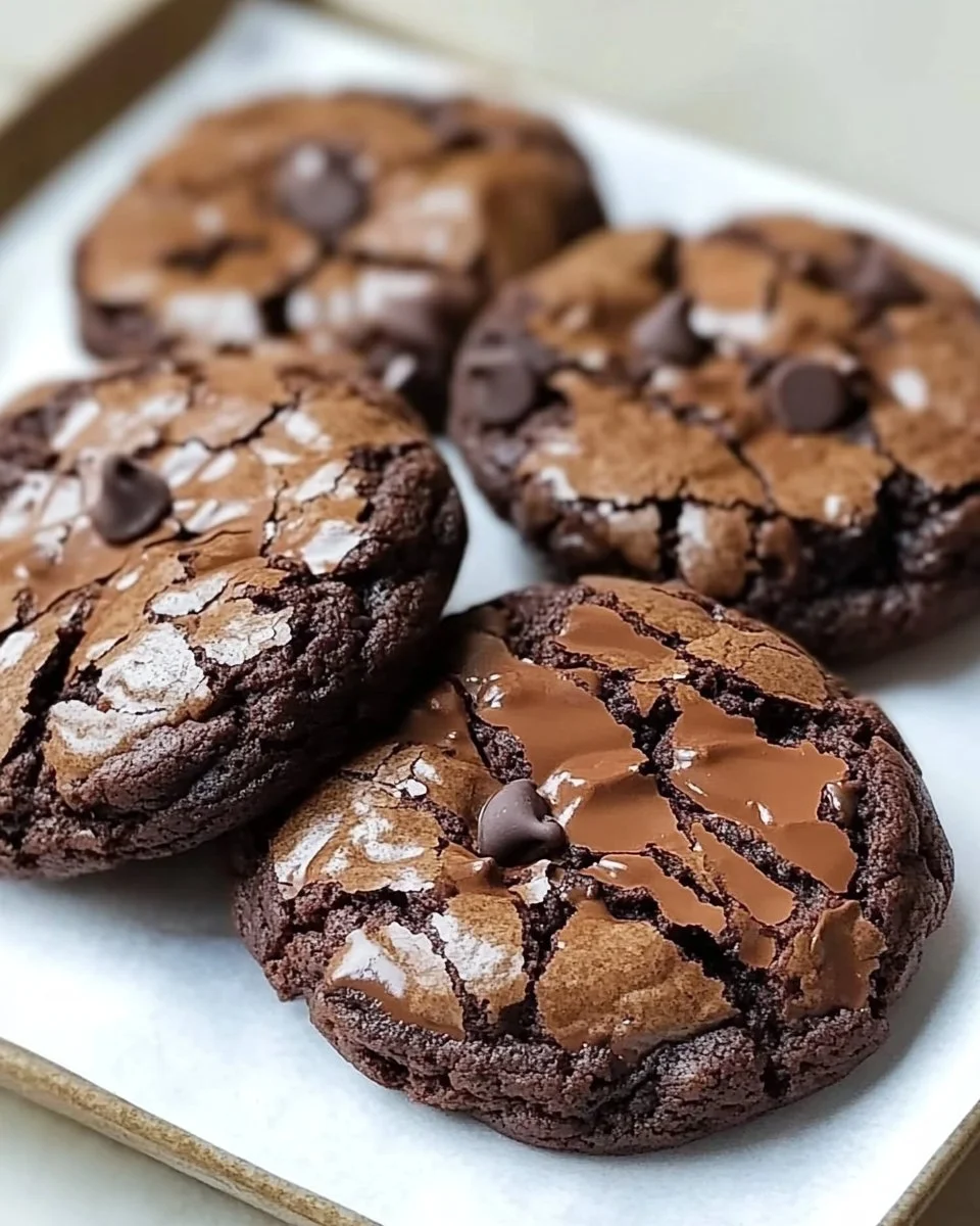 Fudgy brownie mix cookies on a plate, ready to be enjoyed.