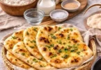 Delicious homemade Butter Naan served with curry