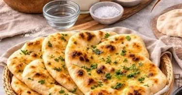 Delicious homemade Butter Naan served with curry