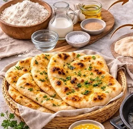Delicious homemade Butter Naan served with curry