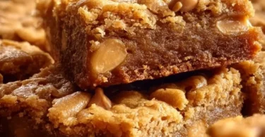 Delicious butterscotch toffee cookie bars on a wooden platter