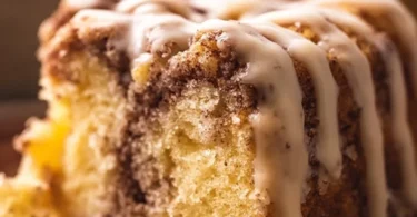 Delicious cake mix coffee cake served with a cup of coffee