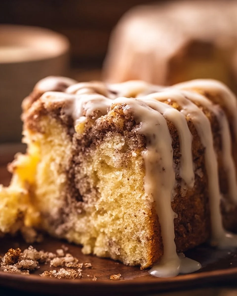 Delicious cake mix coffee cake served with a cup of coffee
