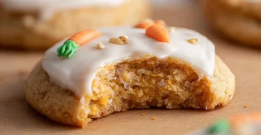 Freshly baked carrot cake cookies on a cooling rack