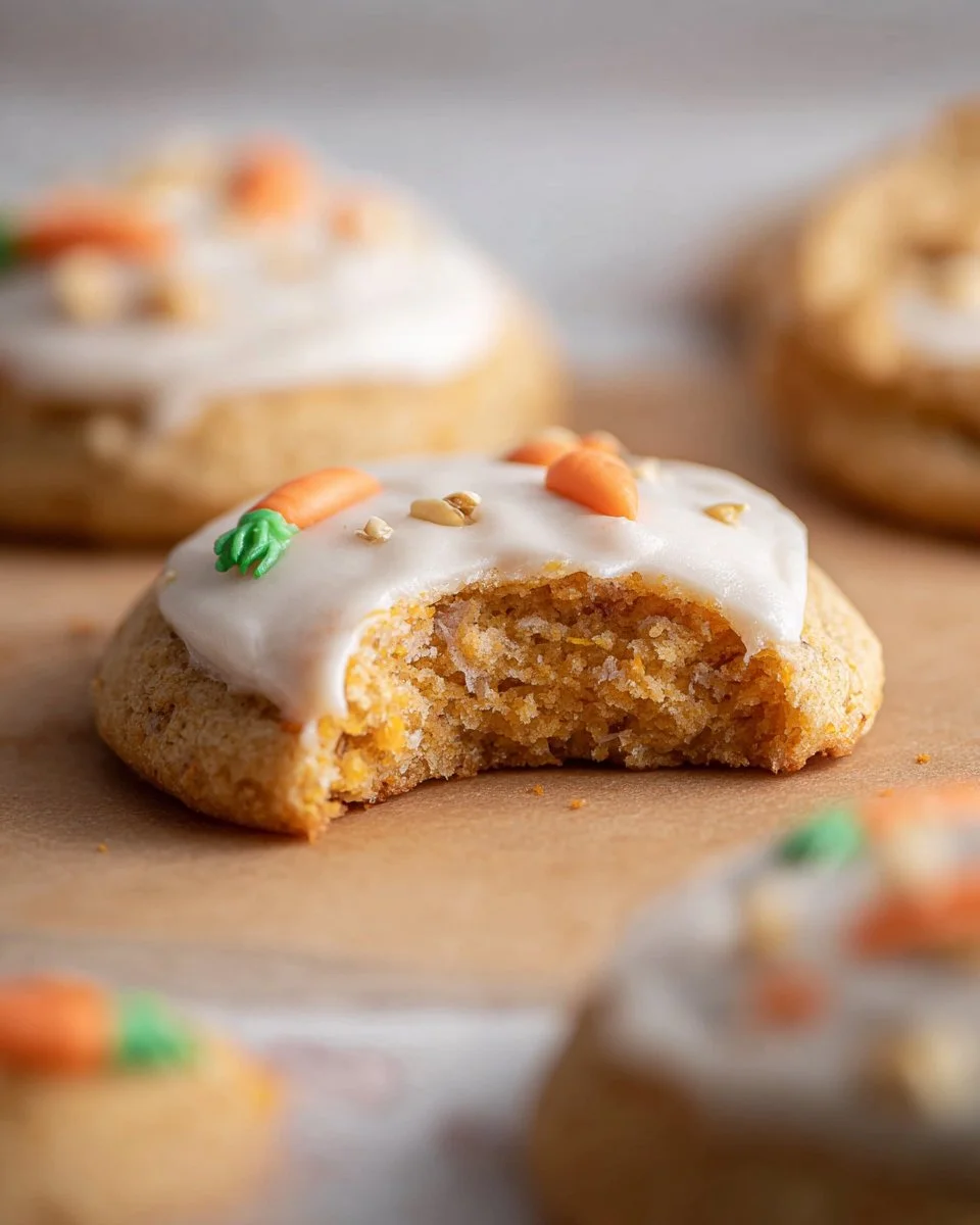 Freshly baked carrot cake cookies on a cooling rack