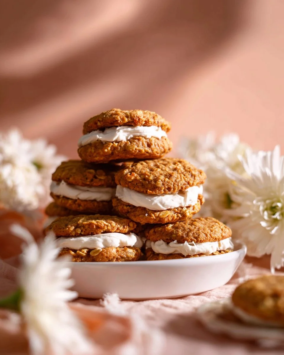 Delicious Carrot Oatmeal Cream Pies with creamy filling and oats