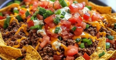 Cheesy Crockpot Doritos Taco Bowl served in a colorful dish
