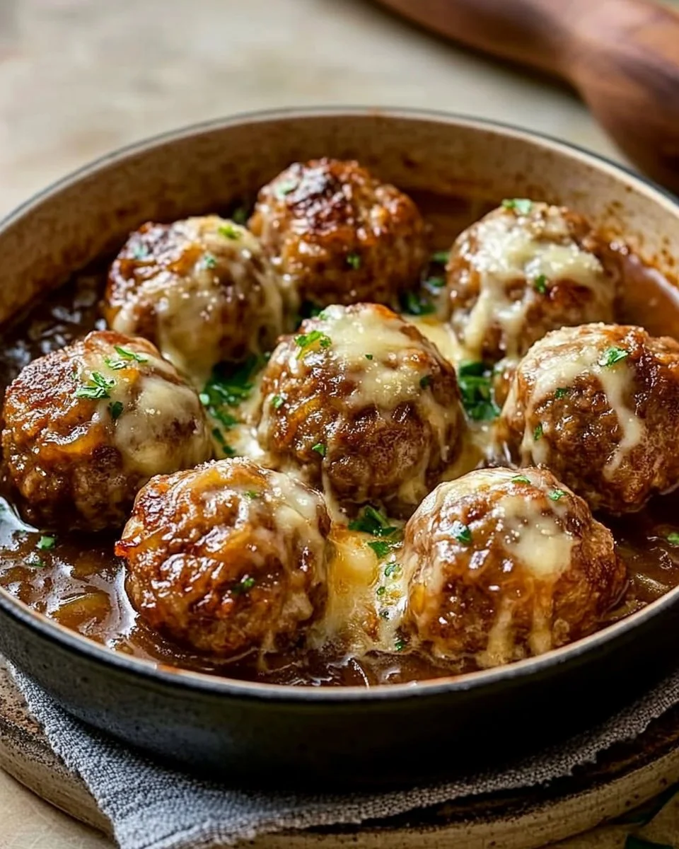 Cheesy French Onion Meatballs