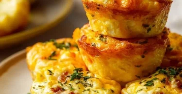 Cheesy muffin tin cottage cheese egg bites fresh out of the oven