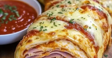 Cheesy Stromboli Roll stuffed with cheese and savory fillings