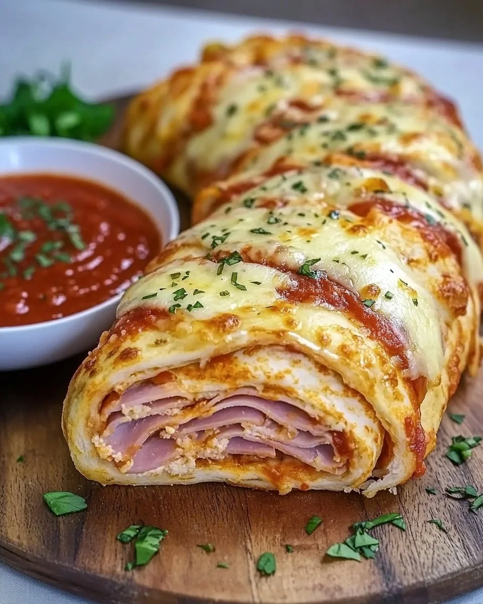 Cheesy Stromboli Roll stuffed with cheese and savory fillings