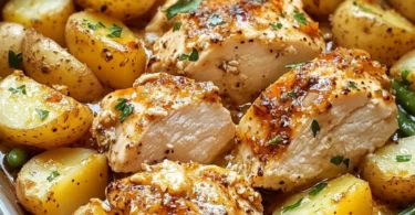 Chicken Potato Bake with tender chicken pieces and golden roasted potatoes
